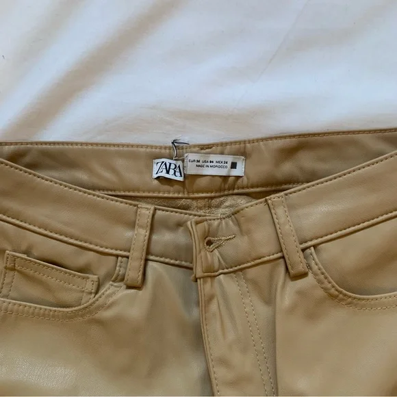 Melina pants lookalike! Faux leather beige nude flare out pants - Picture 6 of 8